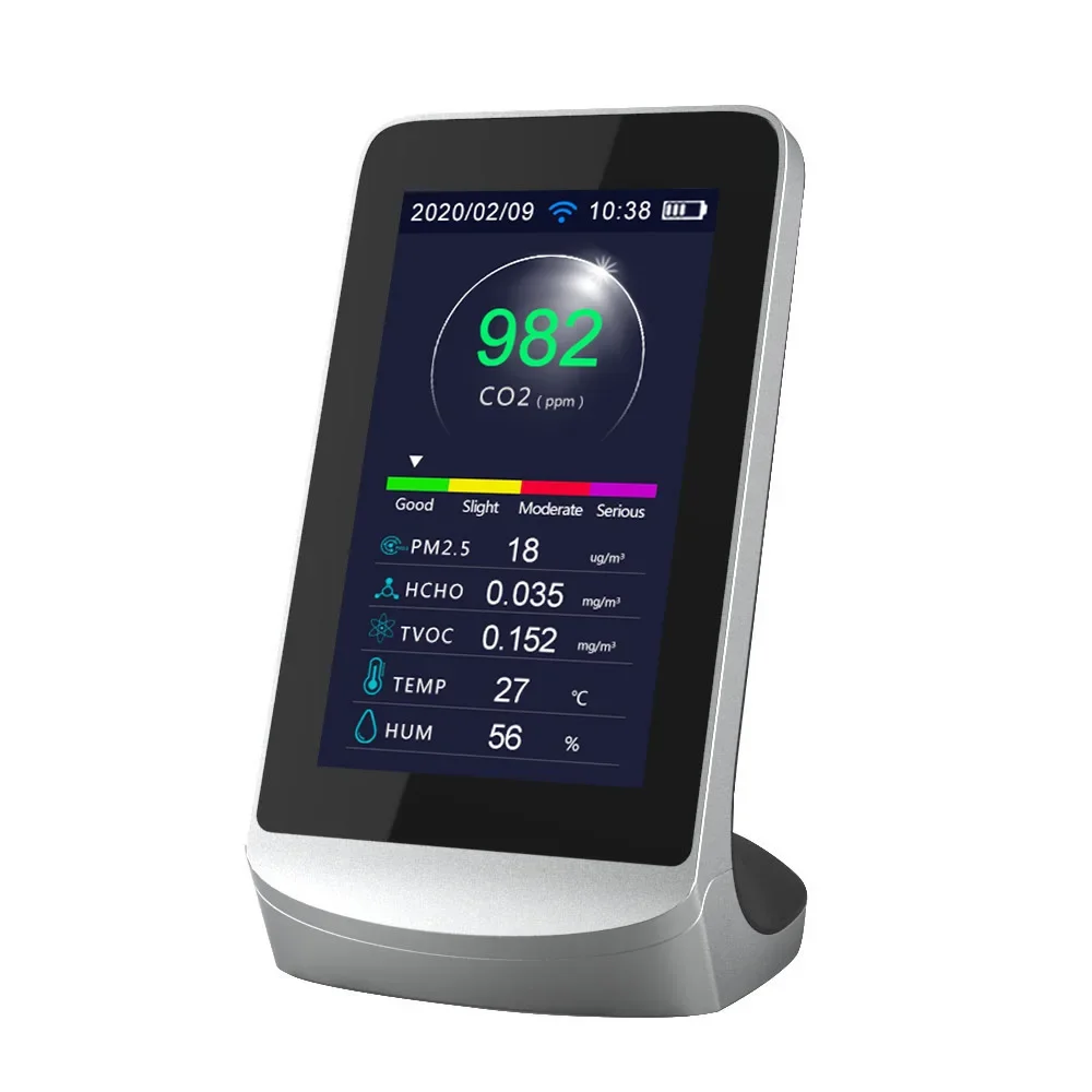 DM72B-wifi Air Quality Monitor WIFI connect to phone analyzer Formaldehyde Detector CO2 PM2.5 TVOC gas Tester indoor