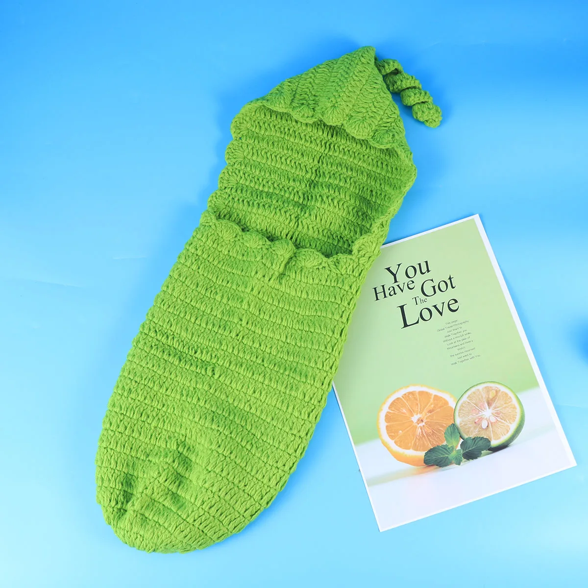 

Newborn Baby Photography Props Green Crochet Sleep Bag Baby Photo Prop Exquisite Design Newborn Photography Props