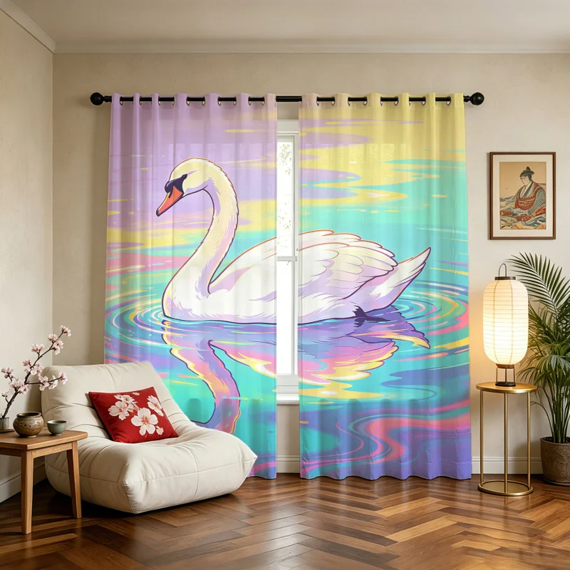 Rainbow Fluid Water Animal Print 2 Panels Curtains Printed Curtains Darkening Curtains Light Blocking Rate 85% Adult Decor
