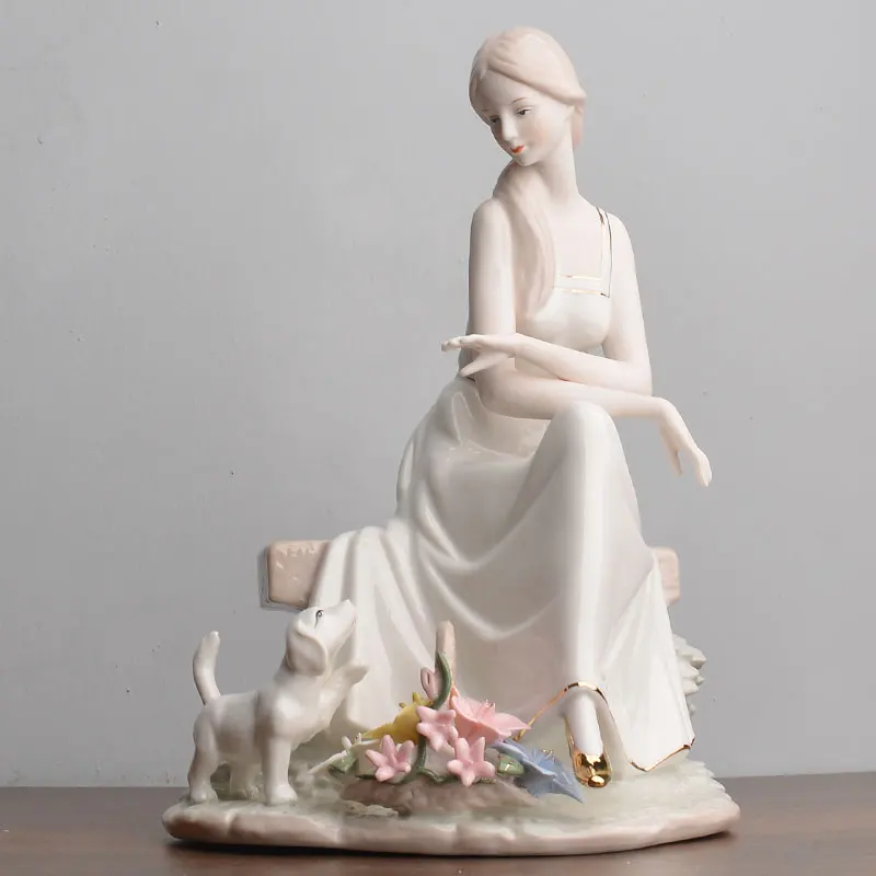 European Style Ceramic Figurine Western Beauty Living Room Wine Cabinet TV Cabinet Home Decoration
