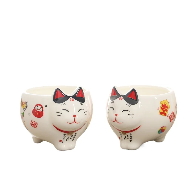 Cute Japanese Lucky Cat Porcelain Tea Set Creative Maneki Neko Ceramic Tea Cup Pot with Strainer Lovely Plutus Cat Teapot Mug view 3