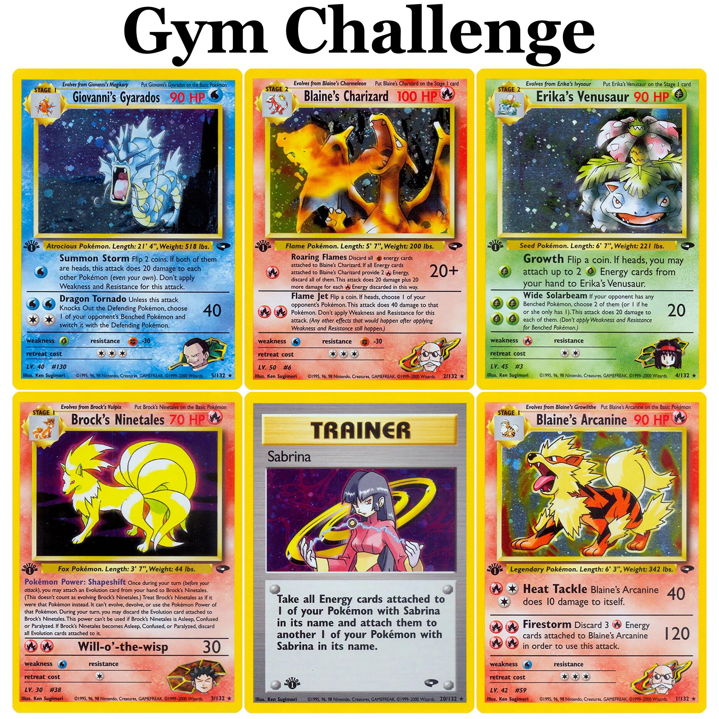 مجموعة رقائق تحدي الصالة الرياضية PKM بطاقة Erikas Venusaur Machamp Ditto Mewtwo Sabrina Pokemon PTCG أرواق لعب Proxy