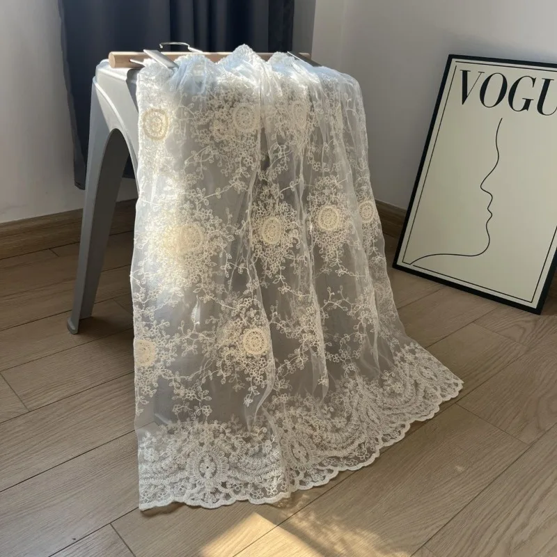 

Vintage Hollow Out See Through Mesh Lace Skirts Y2k High Waist Skirt for Women 2025 Summer New Mid-length Faldas Mujer