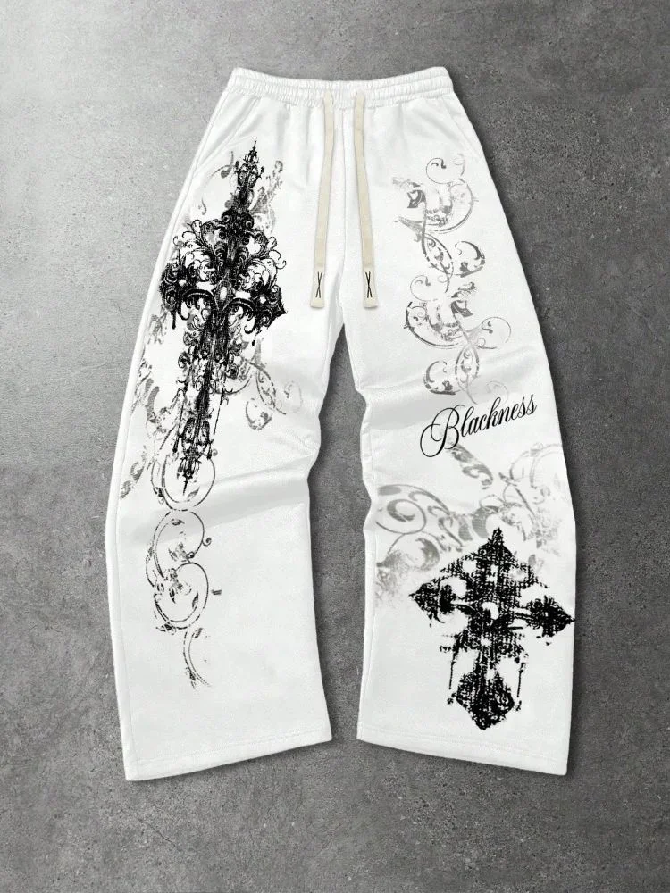 2026 Y2K Retro Casual Pants Gothic Skull Direct Spray Printing Floor Pants Oversized Unisex Streetwear Fashion Clothing Joggers