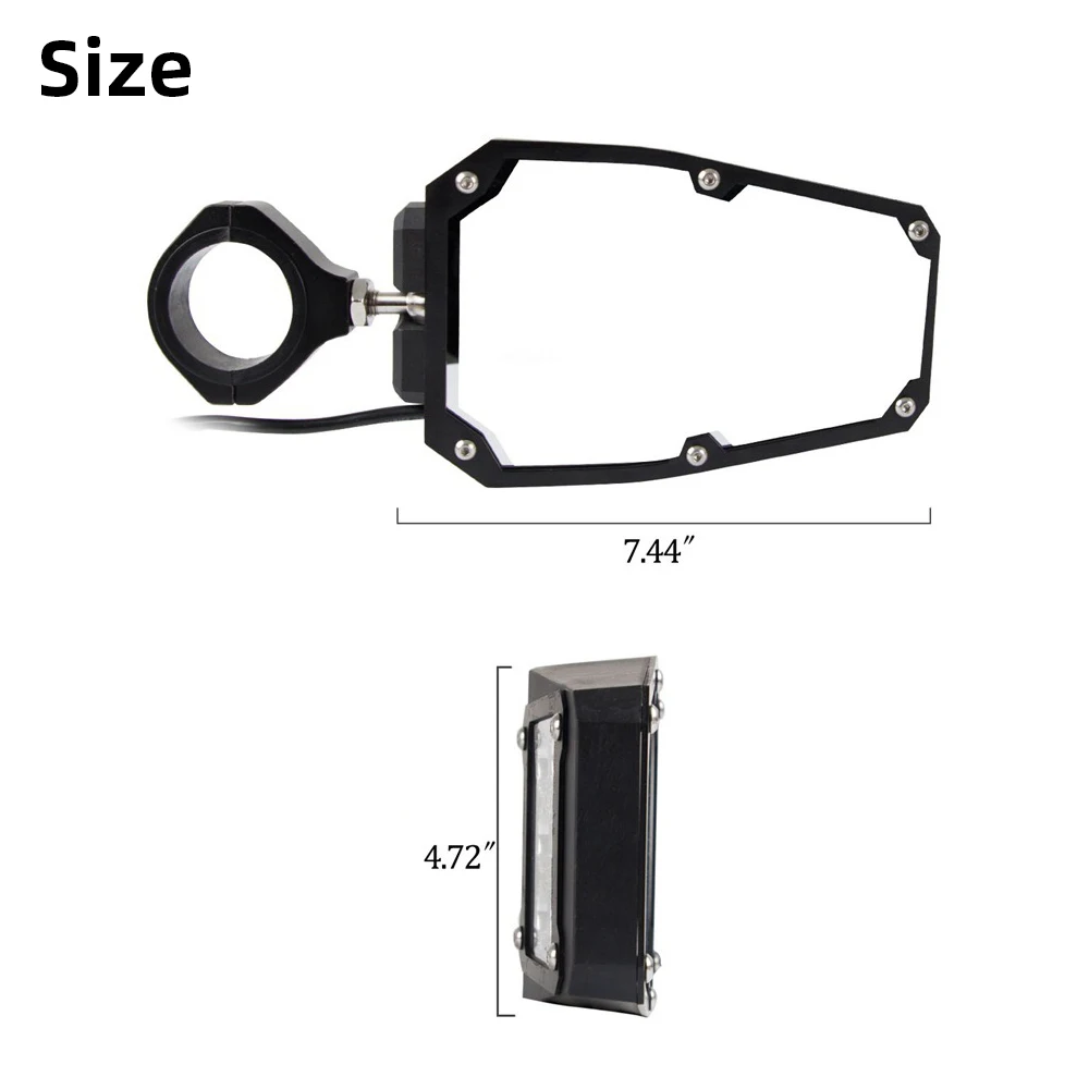 المرايا الجانبية للرؤية الخلفية UTV مع ضوء LED لـ Polaris RZR XP 1000 Yamaha Rhino Honda Pioneer Talon Kawasaki Teryx 1.75 ''/2'' Bar