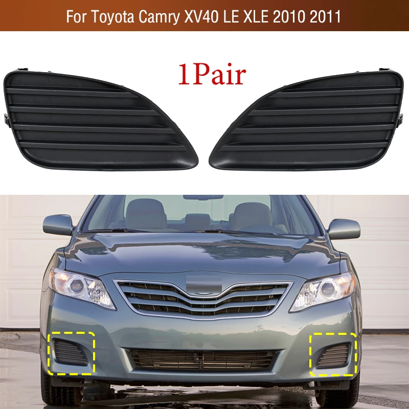 

1Pair Car Front Bumper Fog Lamp Light Trim Grille Frame Cover Lid Bezel For Toyota Camry XV40 LE XLE 2010 2011