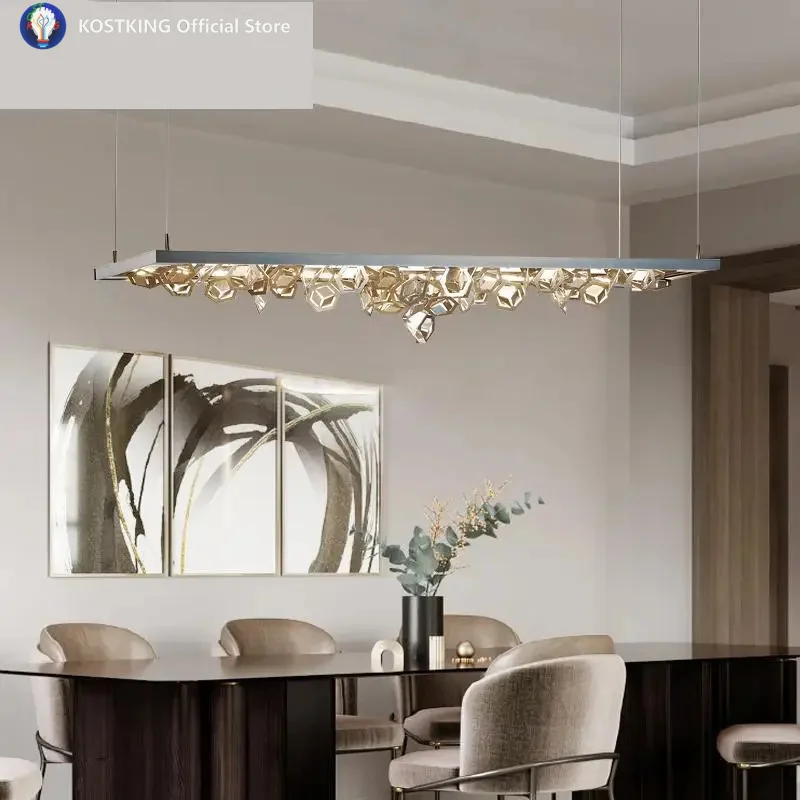 

Creative Nordic postmodern model room bar LED chandelier designer restaurant study room decoration stainless steel sheet lamp