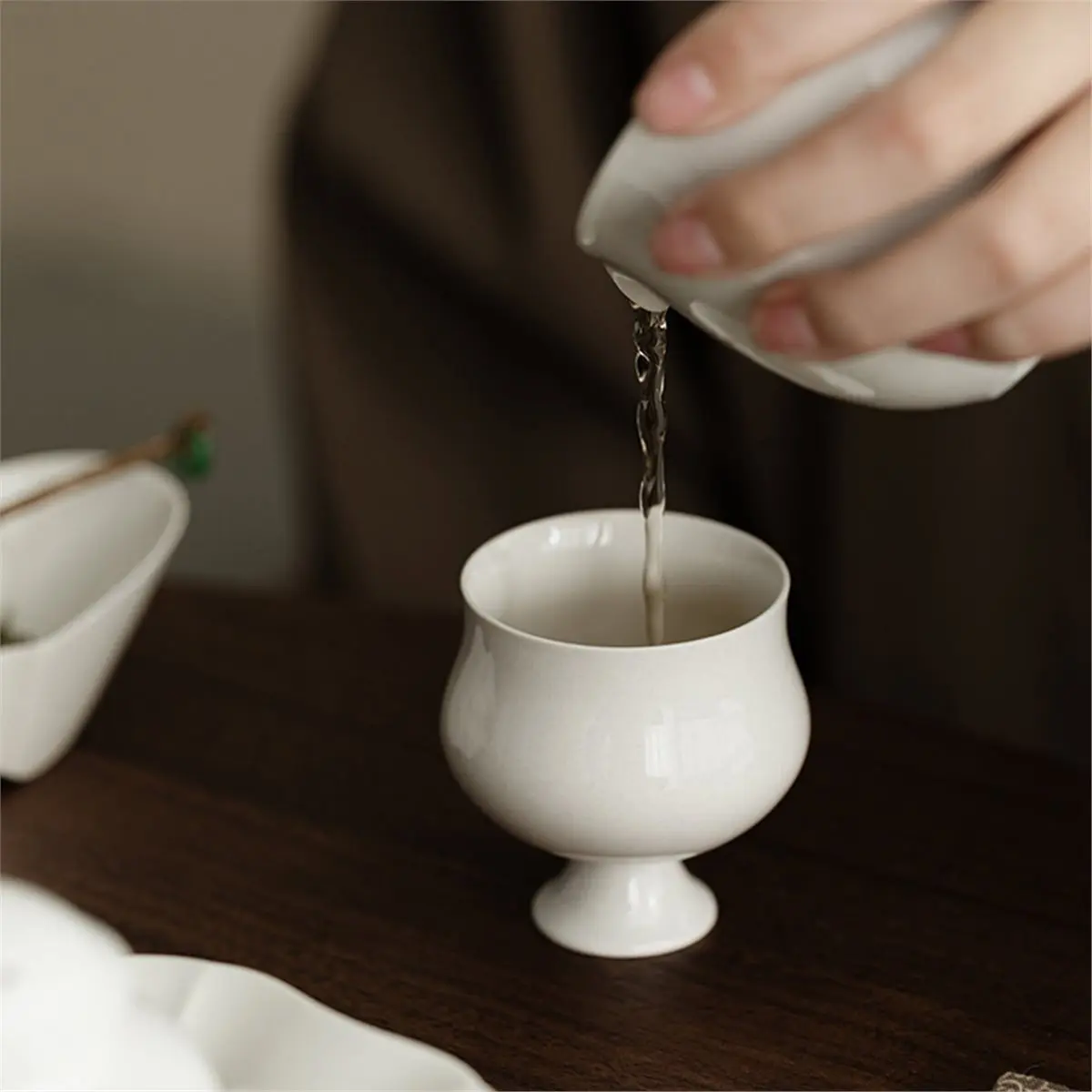 2026 New Tool Grass and Wood Ash Ancient Mud High-Footed Teacup Tea Cup Imitation Song Master Cup Tea Drinking Single Cup