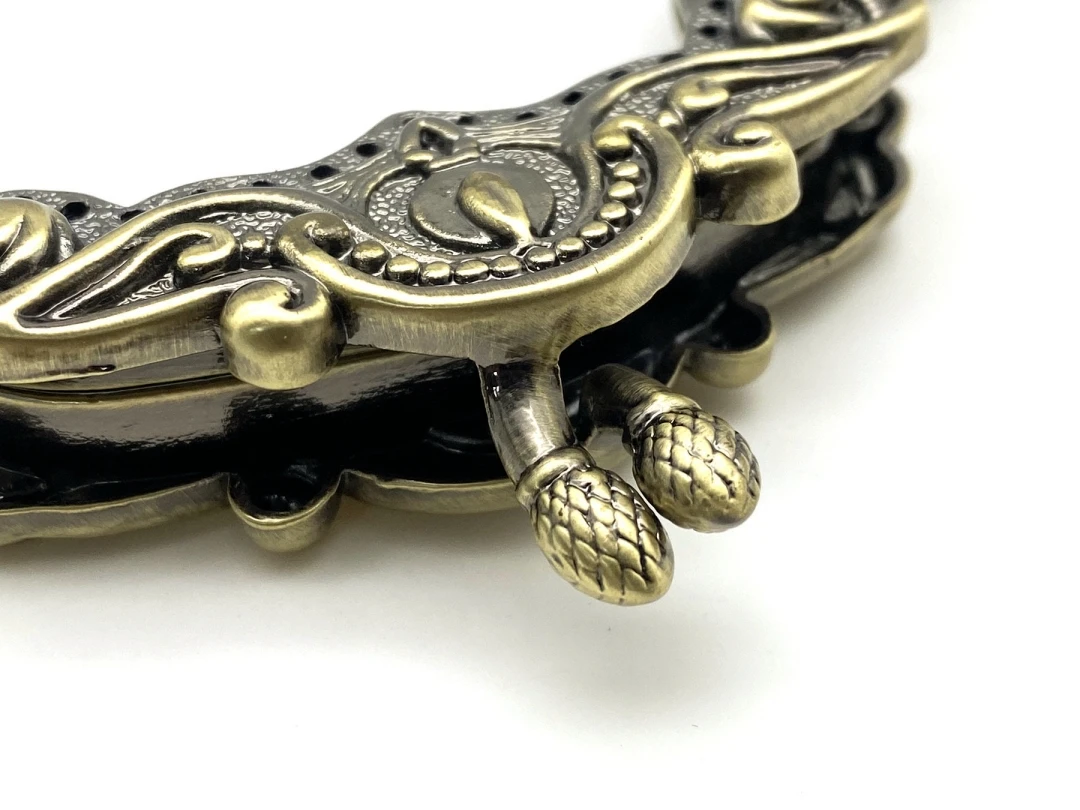 1 Piece 5 Inch 12.5 Cm Vintage Fancy Zinc Alloy Emboss Screws On Coin Bag Purse Pouch Frame Hardware Supply Antique Brass Frame
