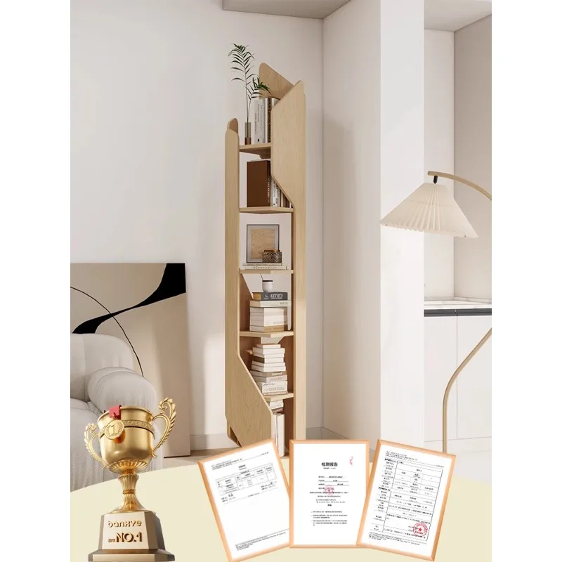 360 degree solid wood rotating bookshelf, creative art display cabinet, home bookshelf, study, children's floor stand