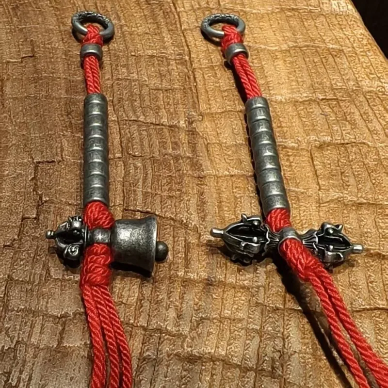 Tibetan Style Iron Beads Counter Set Clips Side Hanging Pendant with Vajra Tassel for Wenwan Buddhist Mala Handmade Adjustable view 4