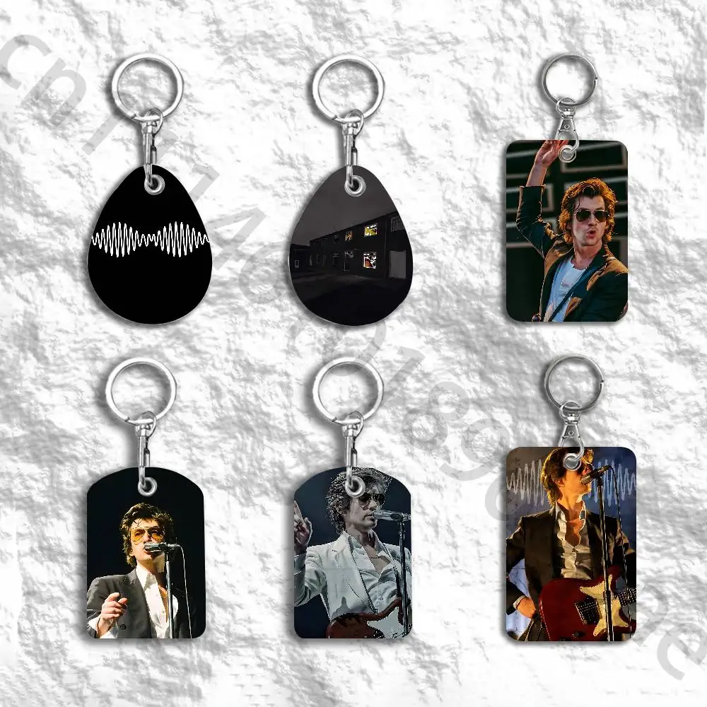 A-Arctic Monkeys Protective Printed Leather Card Case Metal Keychain Accessory