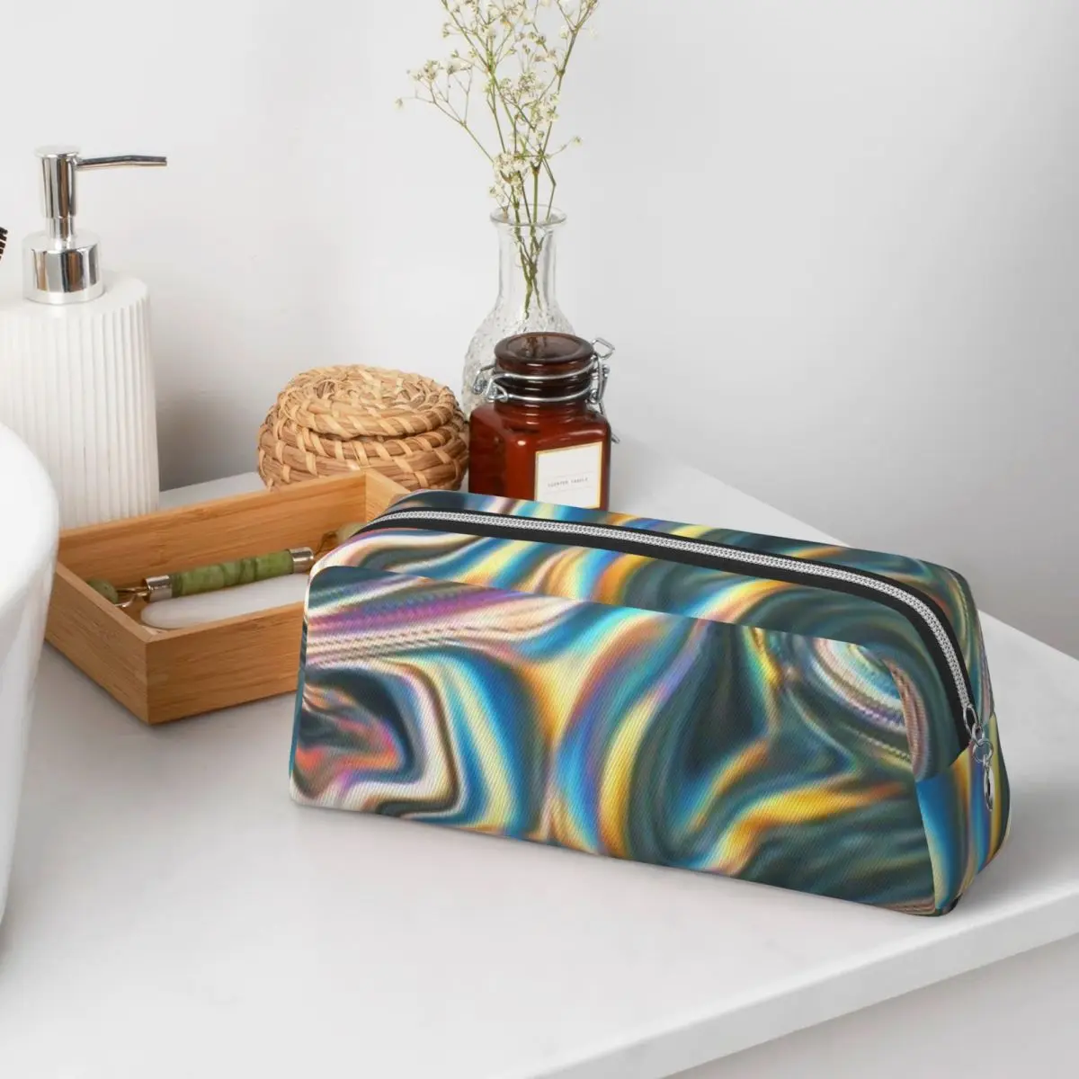 Holografische Metallic-Regenbogen-Federmäppchen für Schülergeschenke, Stiftbox, Federtasche, Aufbewahrung für Schreibwaren