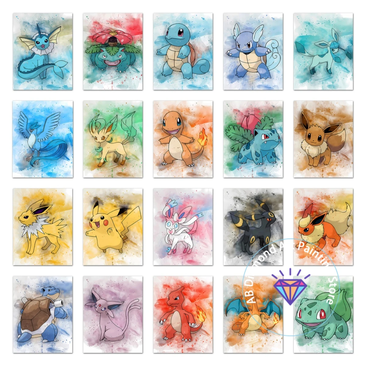 

Latest Anime Pokemon AB Diamond Painting Kit 5D DIY Diamond Embroidery Cross Embroidery Handmade Art Gift Crafts Home Decoration