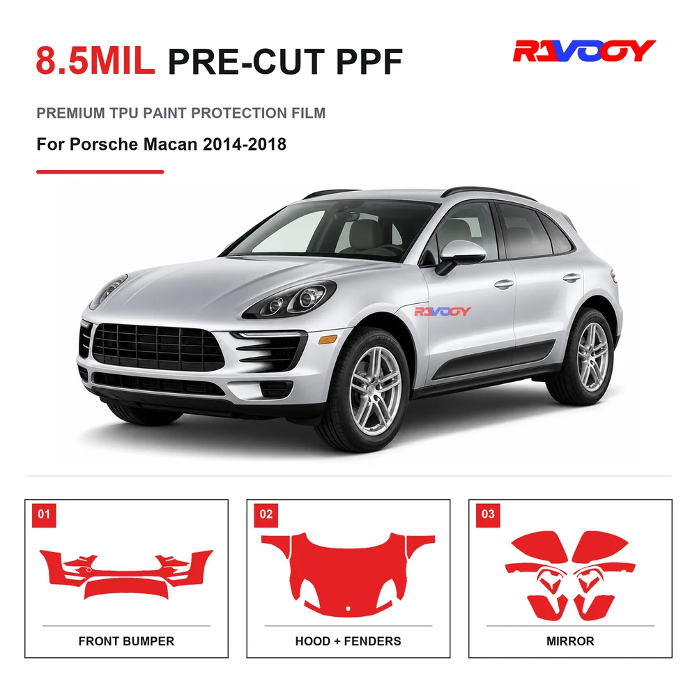 Precut PPF For Porsche Macan 2014-2018 8.5mil TPU Clear Paint Protection Film Self Healing Hydrophobic UV Stone Chip Guard