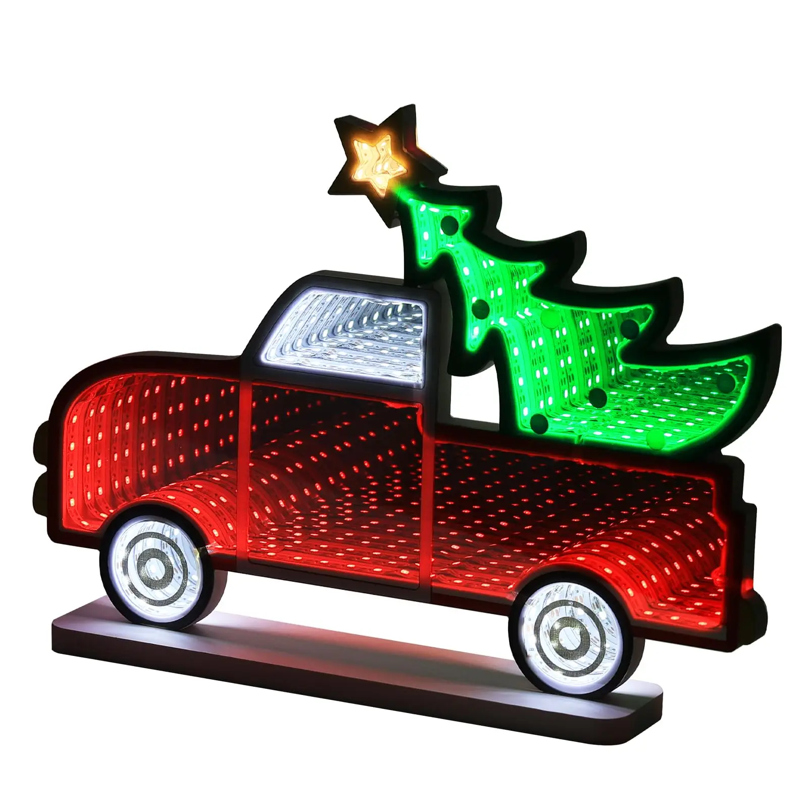 クリスマスツリー型トラック-インフィニティミラー-ネオンサイン-壁飾り-3d-無限拡張-led-ナイトランプ-usb-カラフル-テーブル-リビングルーム用