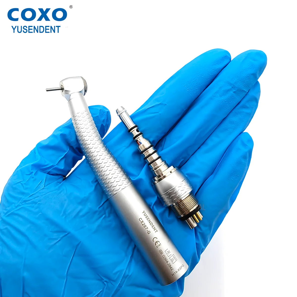 COXO Dental Turbine Fiber Optic High Speed Dental Handpiece With LED Light CX207-G 6 Holes Coupler Fit WH Dentistry Hand Tools