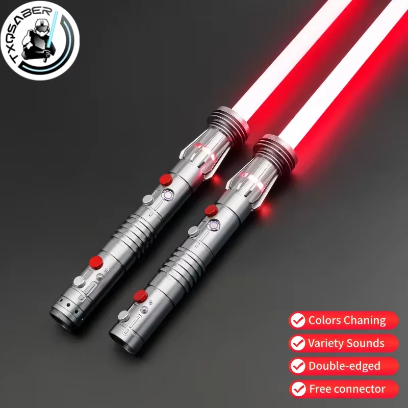 Txqsaber edição especial darth maul pesado duelo sabre de luz controle bluetooth cores mudando blaster cosplay espada laser brinquedos