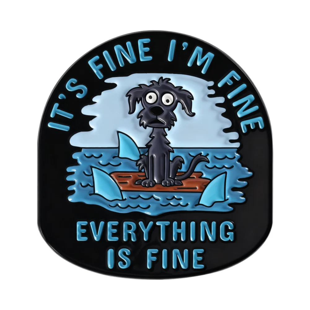 Mourning Style Puppy Rowing Shark Fun Badge Funny 