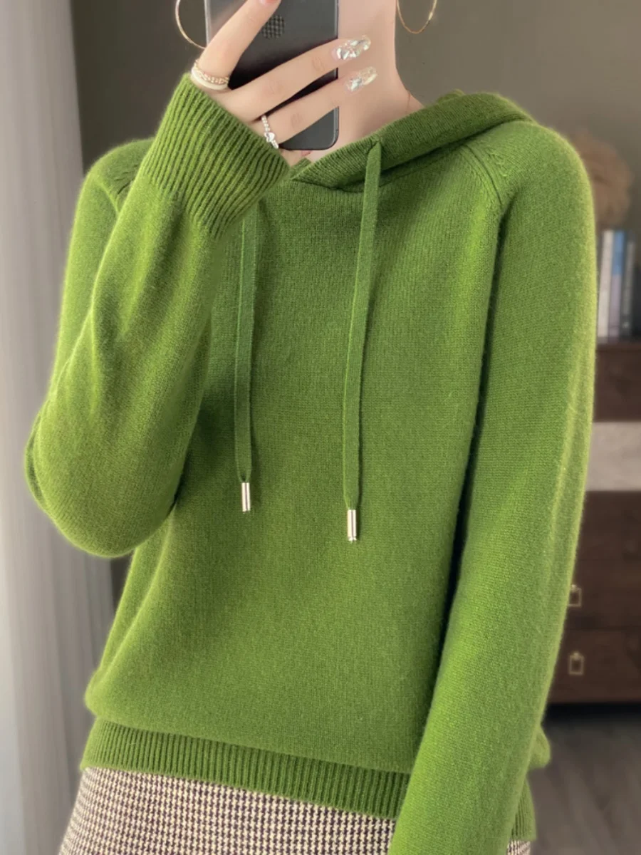 00 Fleece Age-Reducing Hoodie Women Angora Knit Hoodie Loose Bottoming Sweater Woolen Sweater Plus size Sweater