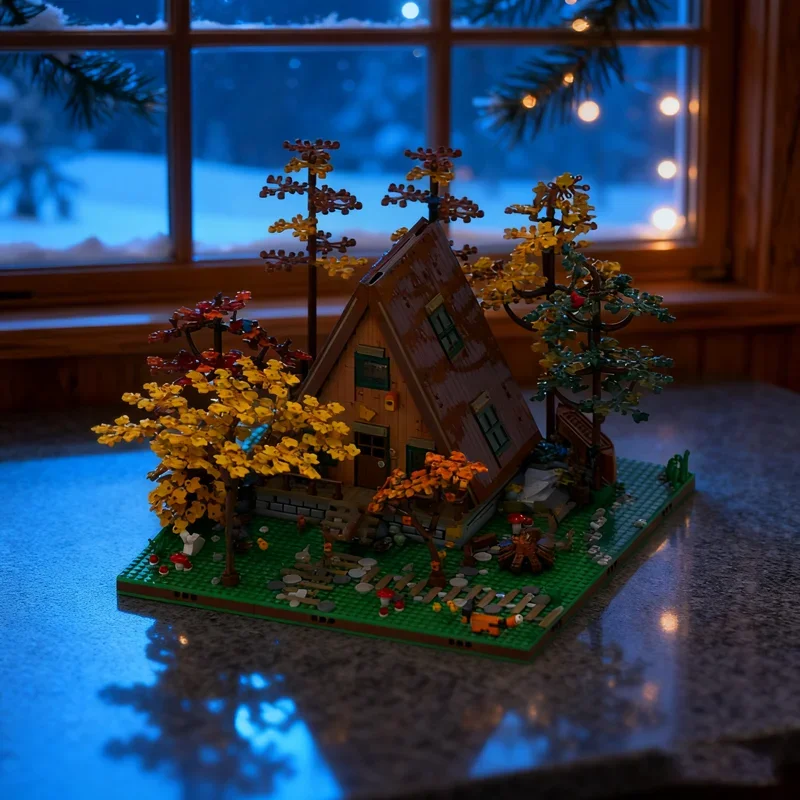 

943pcs MOC Display Set A Frame Cabin Ideas And Model Building Blocks Construction Toy Assemble Festival Gift DIY Creative