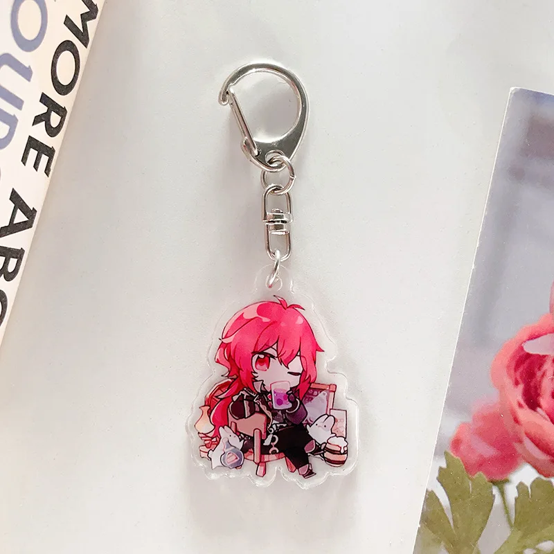 Game Impact Diluc Tartaglia Ganyu Hutao Xiao Barbatos Venti Zhongli Cosplay Keychains Acrylic Anime Pendant Xmas Gift