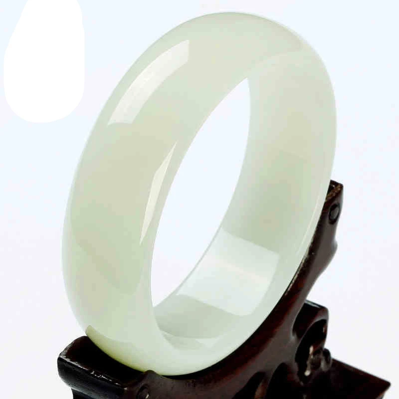 

Браслет Hetian, белый, женский, широкий, круглой формы, из нефрита A.