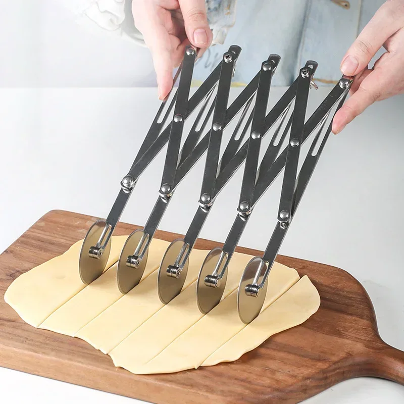 Stainless Steel Dough Divider 3/5 Wheel Cutter Flexible Roller Blade Dough Knife Noodle Pizza Pastry Peeler Baking Pan Tools