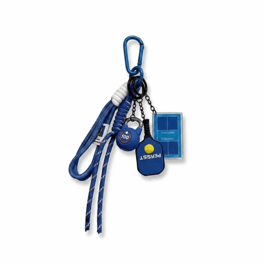 Simulation Keychain Set Detachable Buckle Soft Silicone Pickleball Paddle Keychain Compact Pendant Lightweight Portable