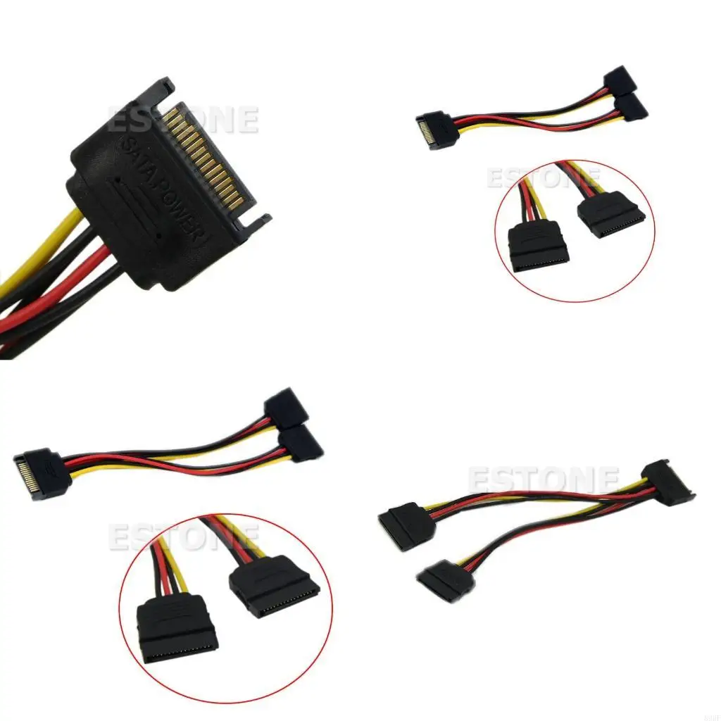896F Hard Drive Power Motherboard Splitter 15 Pin Male to 2xSATA 15 Pin Female Transfer Splitter Extension Cable for Computer