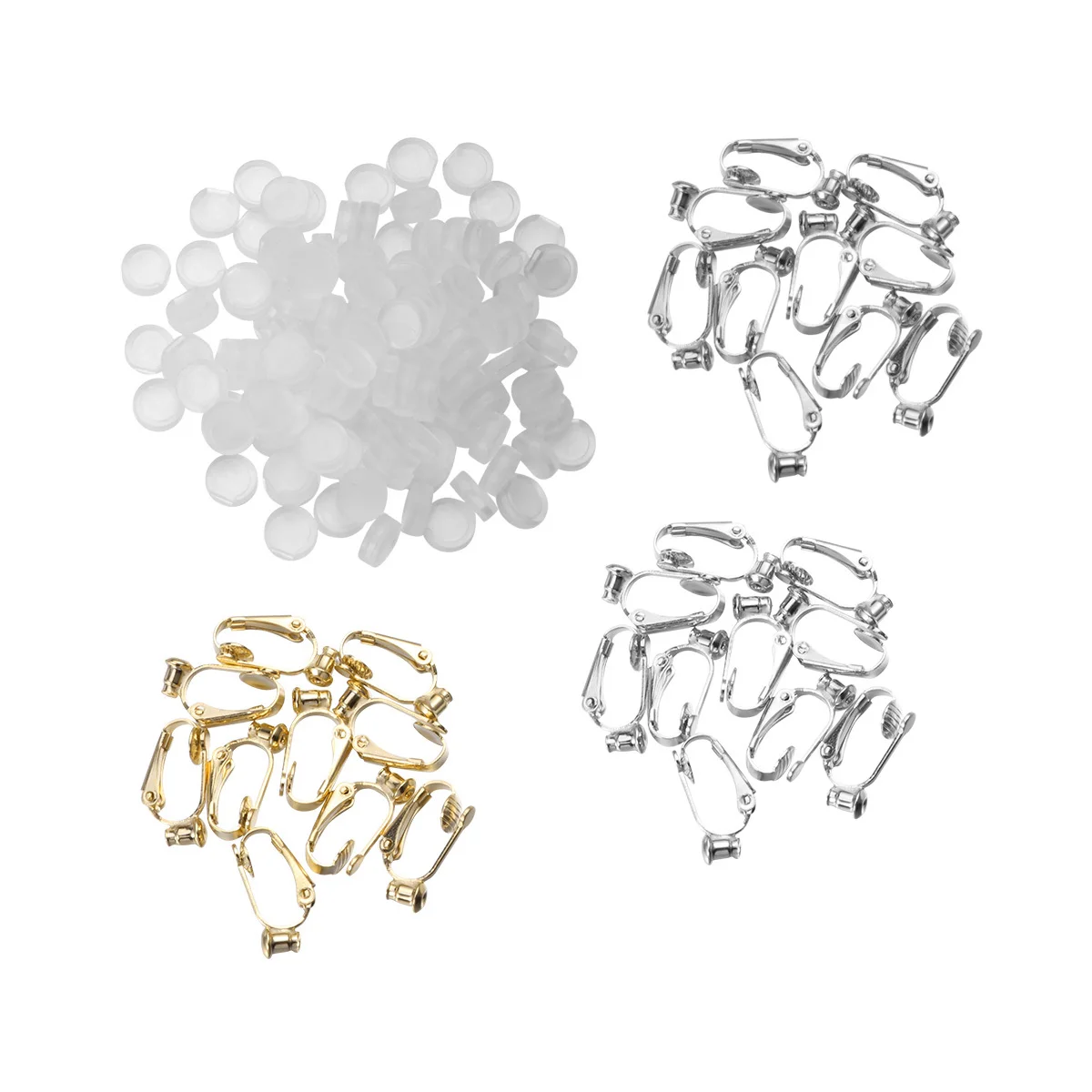 1Set Ear Clips Set Lightweight Copper Metal Non Piercing Earrings Portable Studs Clip Converters DIY Jewelry Tools Golden Silver