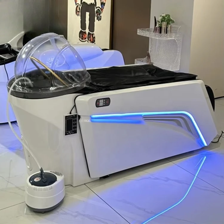 

Лежать в салоне мытья, шампунь, массажная кровать, салон красоты, электрическая массажная головка, спа-кровать