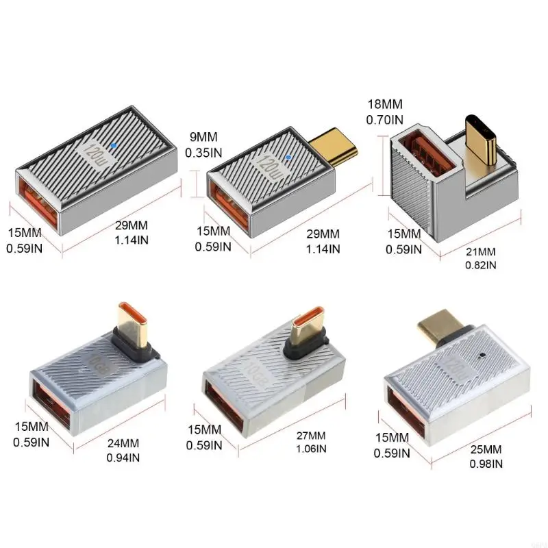 USB to USB C 어댑터 유형 C 남성 USB 여성 변환기 USB 여성 충전 어댑터 10Gbps 120W 6A 노트북 전화 용