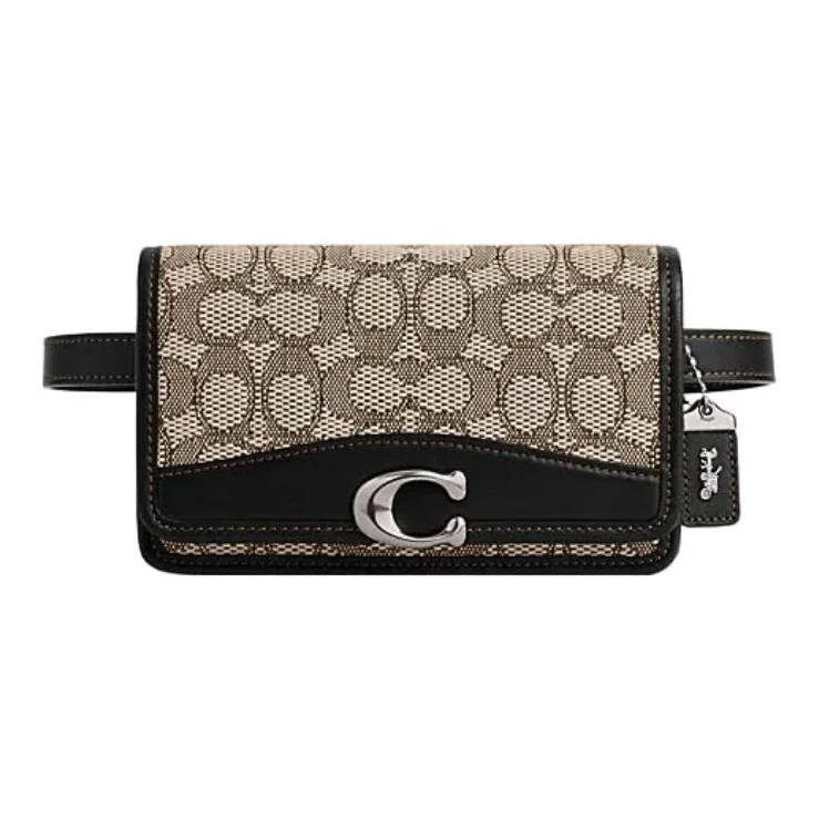 Bolso bandolera, riñonera y bolso cruzado COACH Bandit de tela con cuero de vaca para mujer, gris y negro CJ810-LHUW7