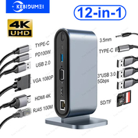 12-in-1 USB C Docking Station USB C HUB TYPE C to HDMI Adapter PD 100W VGA RJ45 3.5mm SD TF USB 3.0 Splitter for Laptop MacBook