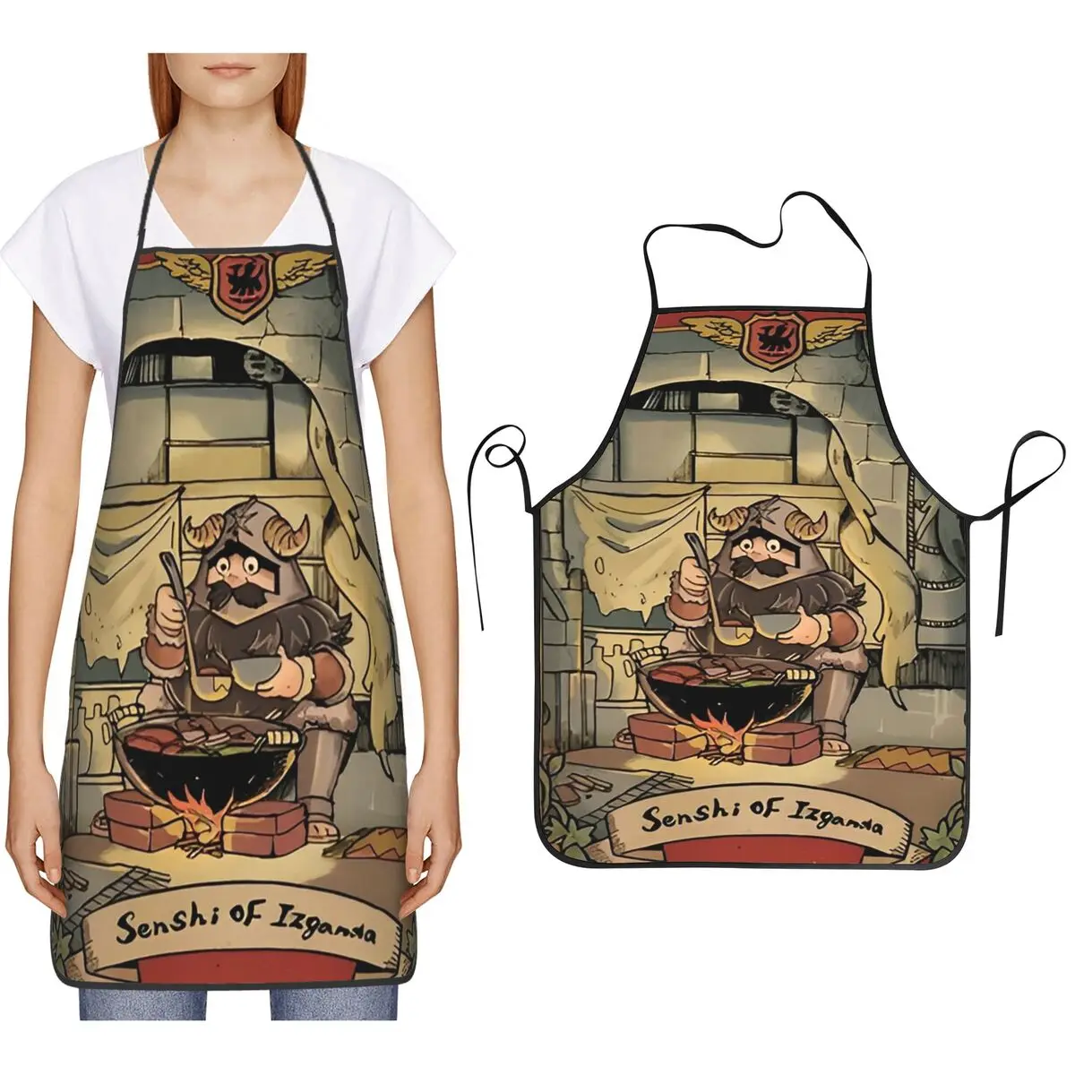 Delicious In Dungeon Senshi Cooking Anime Apron Chef Cooking Baking Tablier Bib Kitchen Cleaning Pinafore for Women Men Painting