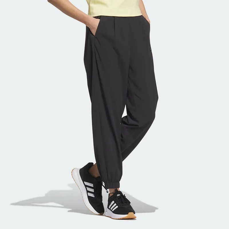 Adidas Breathable Mesh Relaxed Waist Flared Leg Zip Pockets Lounge Long Trousers JM8777