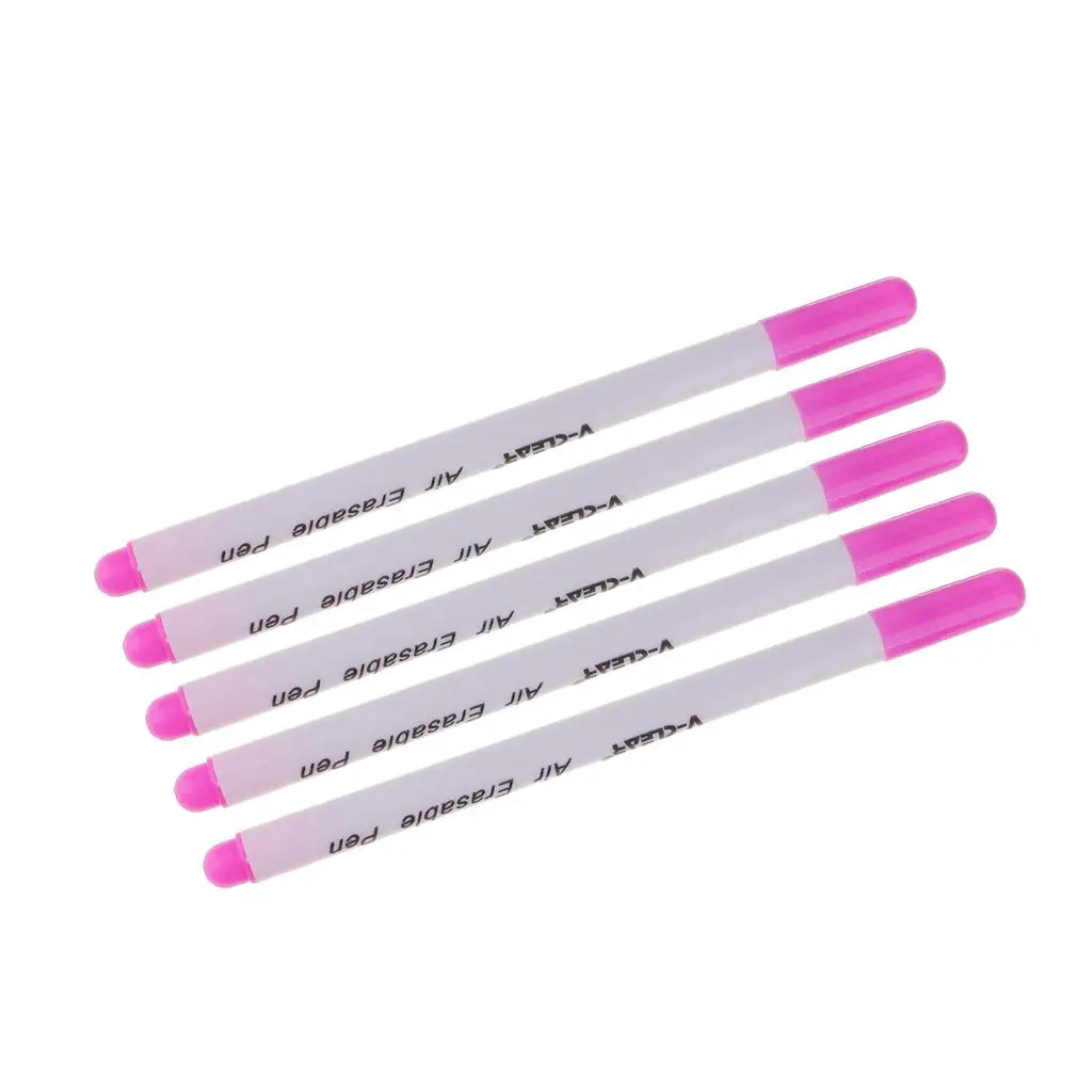 

5 Pieces 2mm Air Erasable Pen Auto-Vanishing DIY Fabric Marking Rose Red