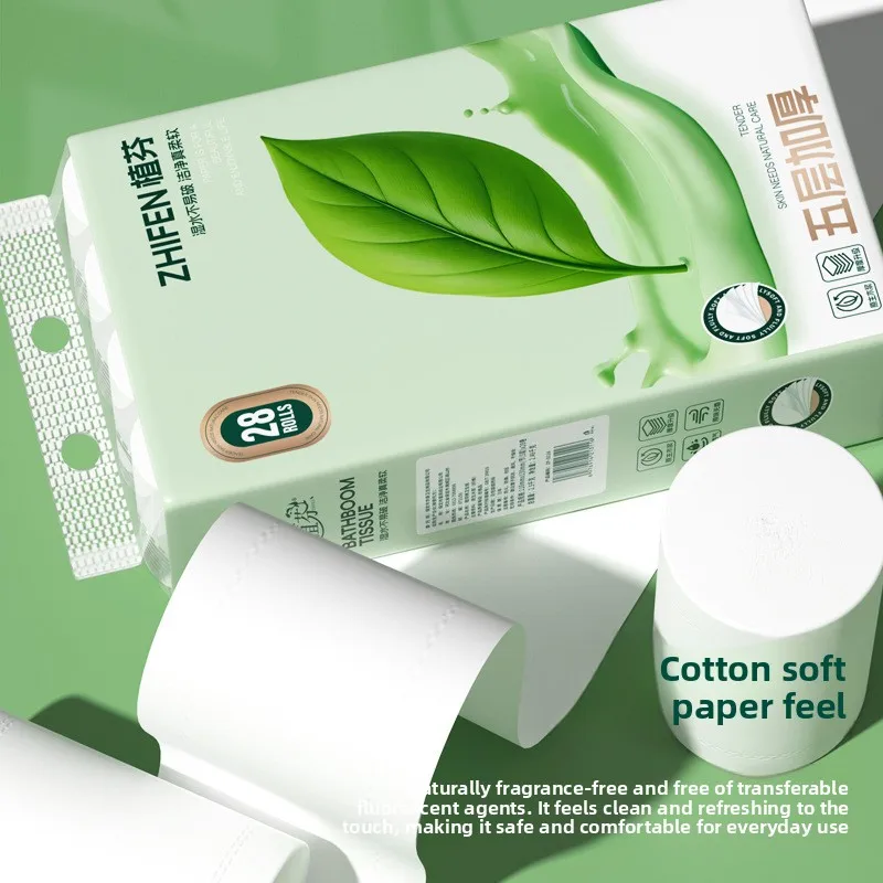 28 Large Rolls Of Toilet Paper Without Cores 5-layer Thick Hand Towel Paper Affordable Packaging Household Roll Paper Towels