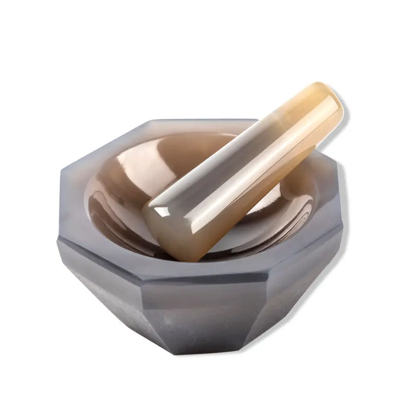 Natural agate mortar laboratory no impurities milk bowl containing grinding rod inner diameter 40mm50mm60mm