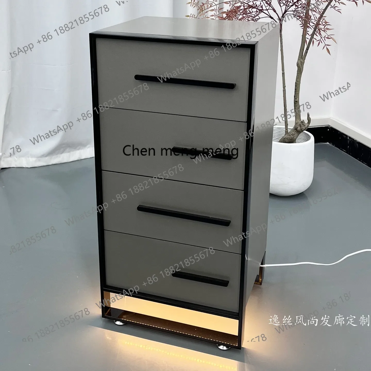 Hot sales Multifunctional hair cutting tool cabinet Hair salon Storage cabinet Multi-layer simple modern cart with lights