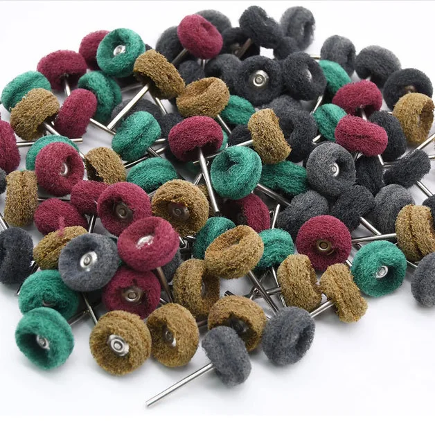 10-50pcs Scouring Pad for Mini Drill Abrasive Brush 2.35mm Shank Buffing Wheel Nylon Fiber Grinding Sanding Head Polishing Tools
