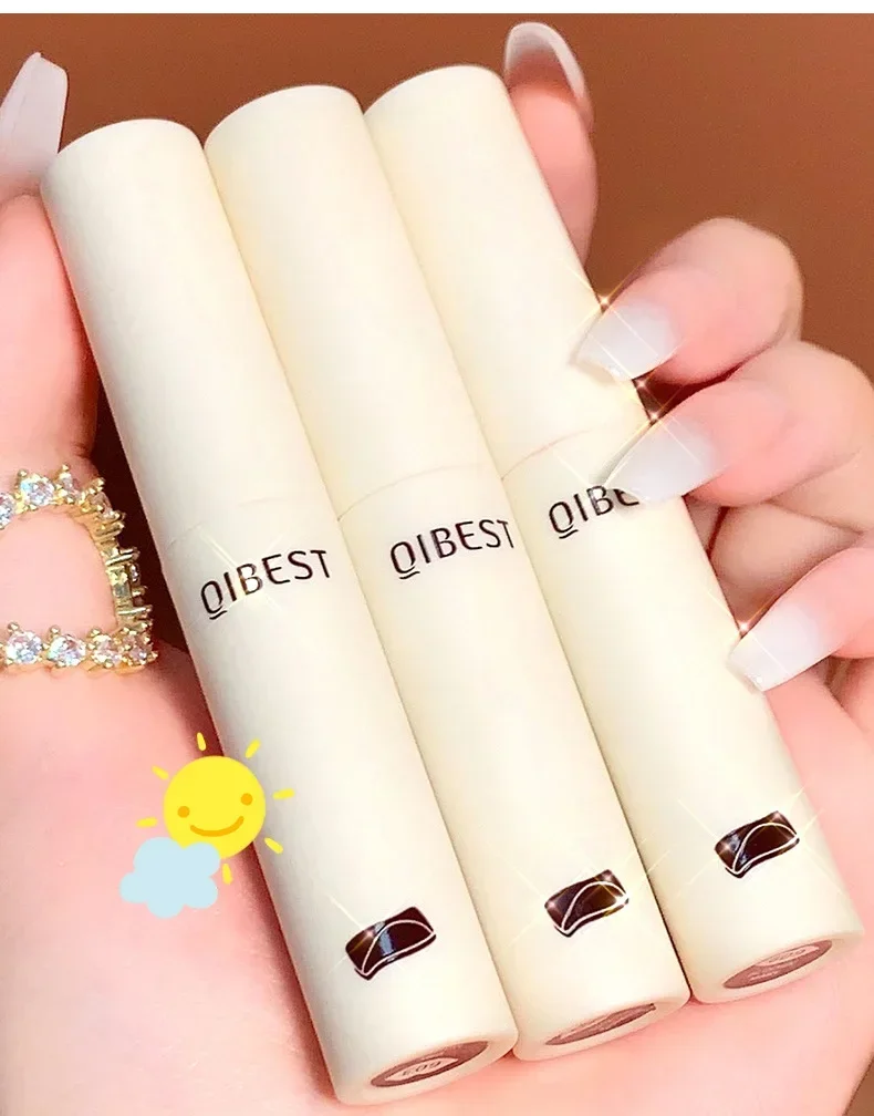 QIBEST Chocolate Silky Lip Mud Matte Waterproof Long Lasting Women Red Tint Velvet Lip Glaze Cosmetics Flat Price