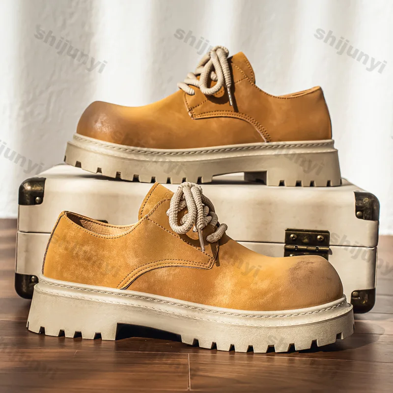 أحذية رجالية عادية 2025 جديد منخفض أعلى كبير تو خمر أحذية مكتنزة موضة الخياطة الدانتيل يصل منصة عدم الانزلاق أحذية رجالي #1