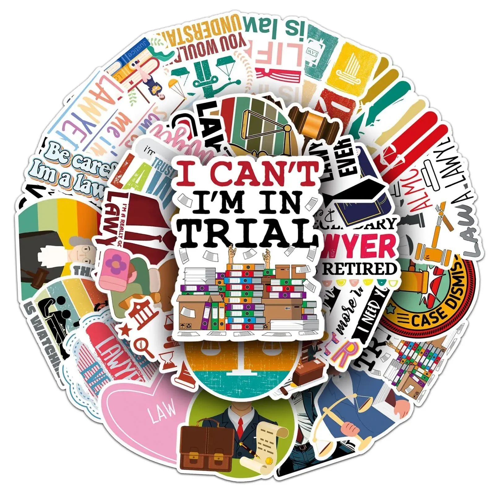 สติกเกอร์ทนายความ 50 ชิ้น สำหรับขวดน้ำ แล็ปท็อป กระเป๋าเดินทาง สเก็ตบอร์ด ตู้เย็น โทรศัพท์  สื่อถึงความยุติธรรมและความเป็นธรรมในศาล