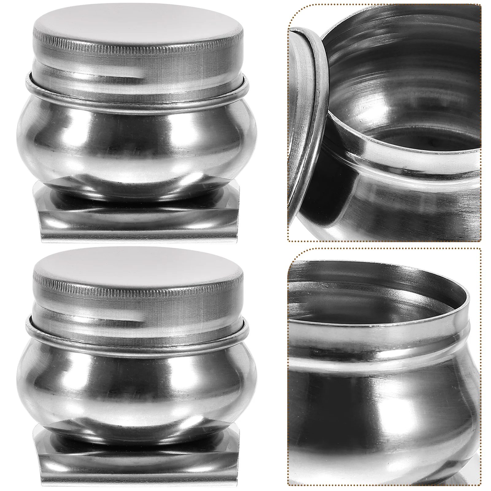 

Stainless Steel Palette Cups Double Dipper Art Palette Clip Pots Lid Oil Paint Cleaning Containers