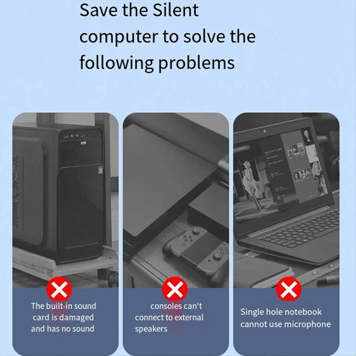 

New 3-in-1 External USB Sound Card Audio Jack 3.5mm Cable Adapter HIFI Sound for Microphone Speaker Headset PC Laptop