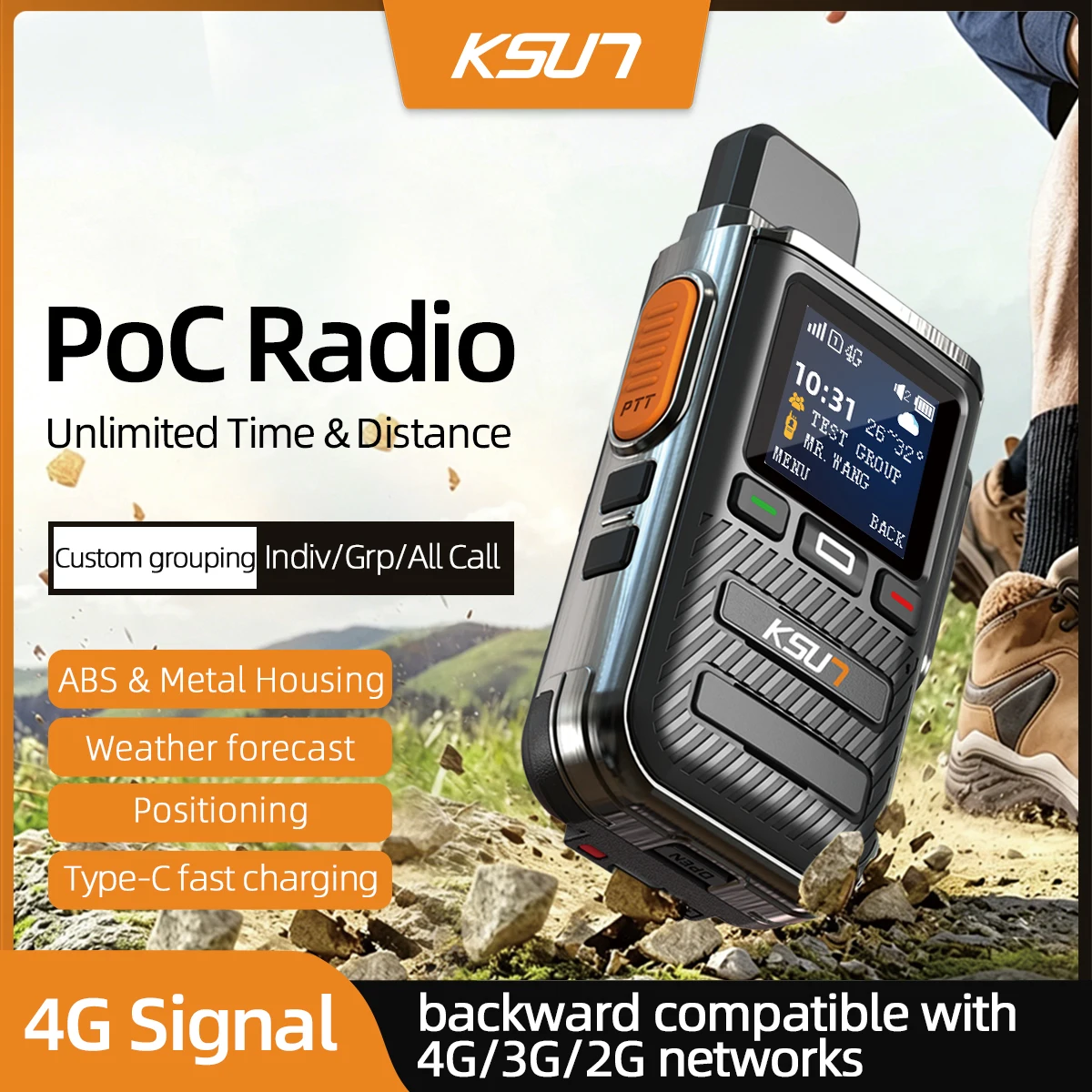 KSUN CT22 Powerful Outdoor Intercom 2W Loud Audio ABS+Metal Frame 4G Telecom/Mobile/Unicom High-Brightness Display Long Standby
