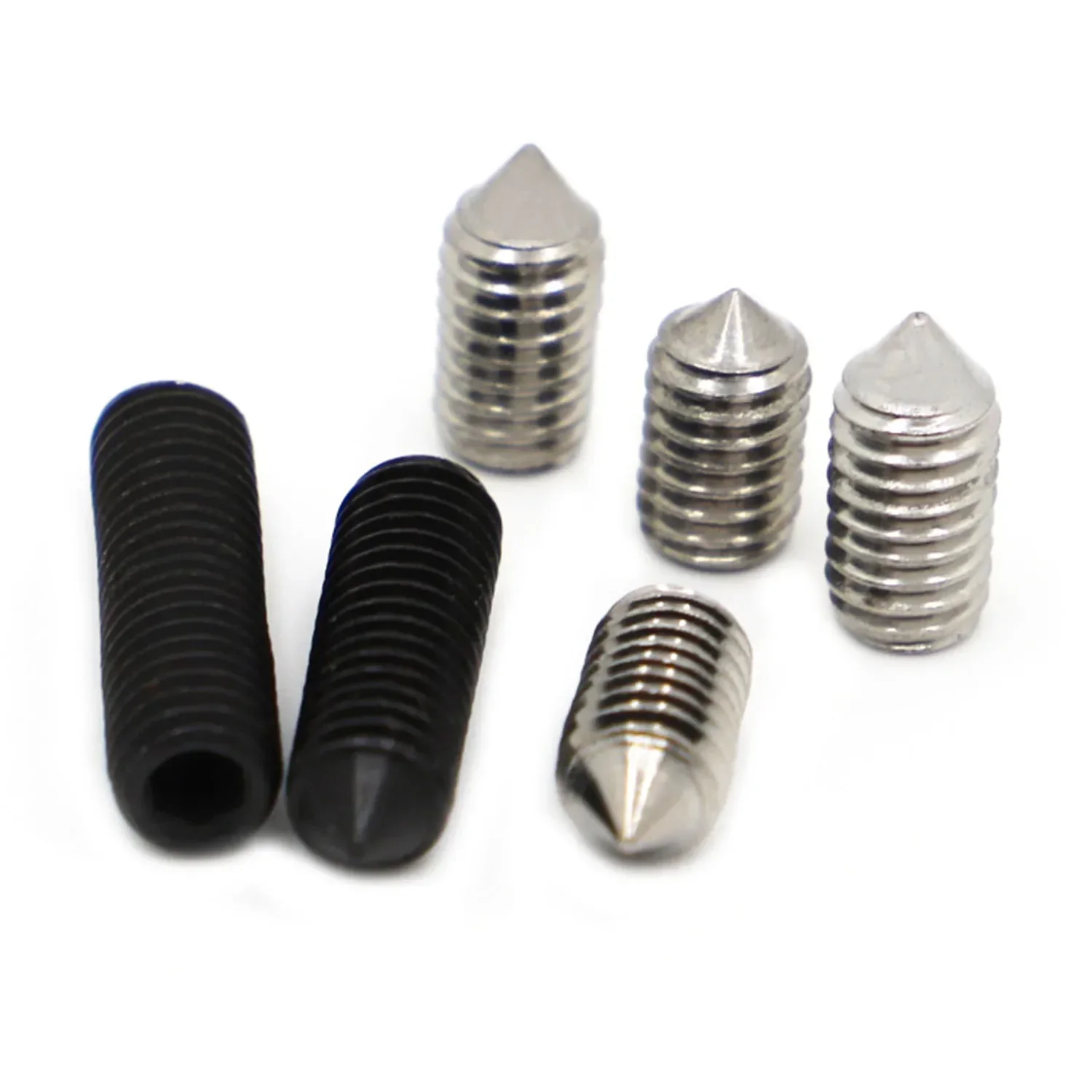 M2 M2.5 M3 M4 M5 M6 M8 Black 12.9 Steel 304 Stainless Steel Hex Hexagon socket All cup Point Grub Screw Set Bolts DIN914