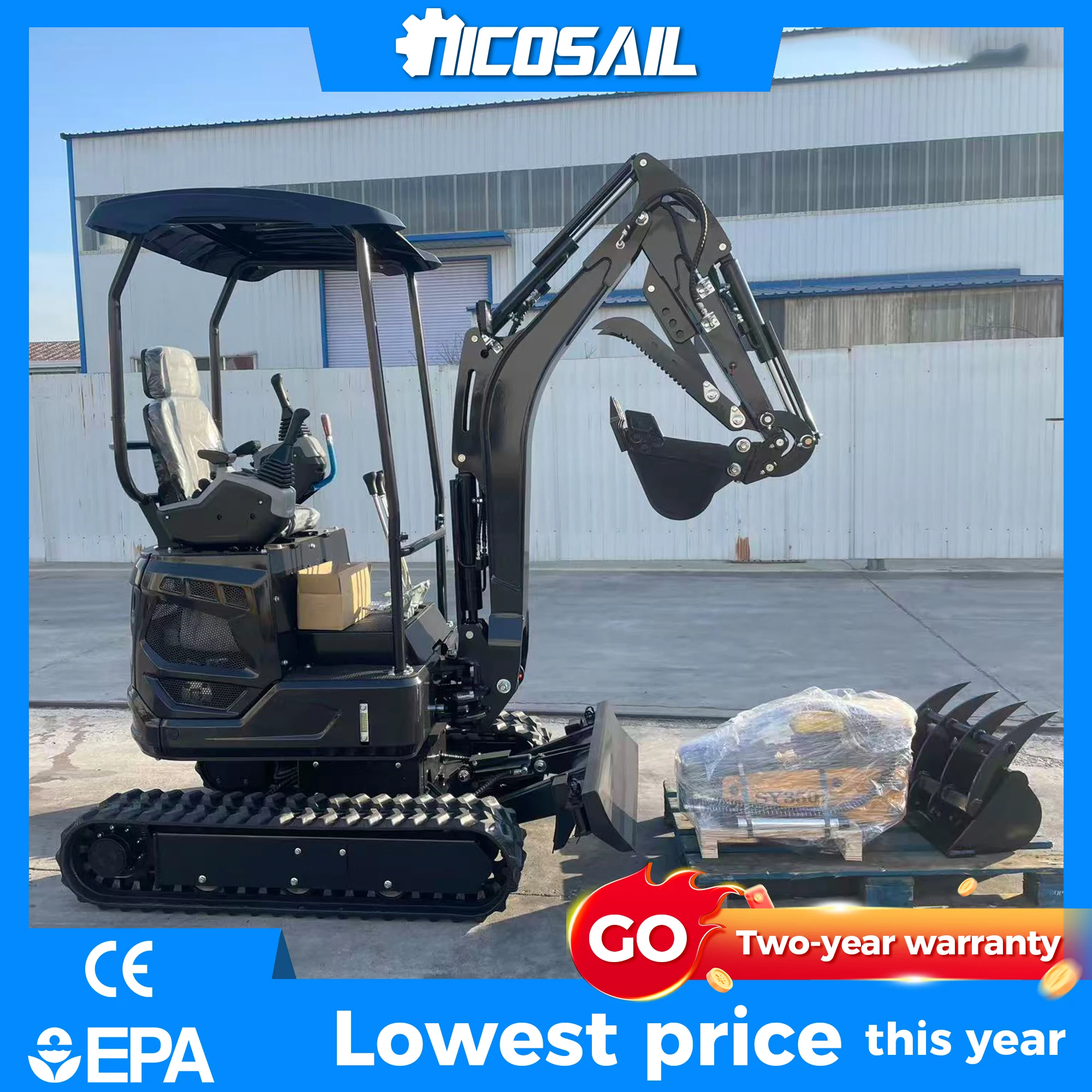 

Free Shipping 1.8 Ton 2 Ton Engine Crwaler Excavators Machine Hydraulic Small Digger EPA Home Mini Excavator for Sale